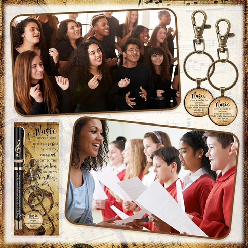 10 Sets Music Appreciation Gifts Inspirational Music Keychains Music Pens and Music Bookmarks Music Gifts Bulk for Teacher Students Music Lover Gi...