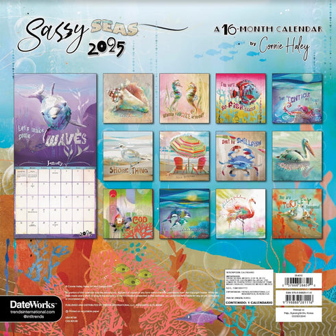 Sassy Animals Calendar 2025 - Deluxe 2025 Watercolor Animals Wall Calendar Bundle with Over 100 Calendar Stickers (Connie Haley Art Gifts, Office ...