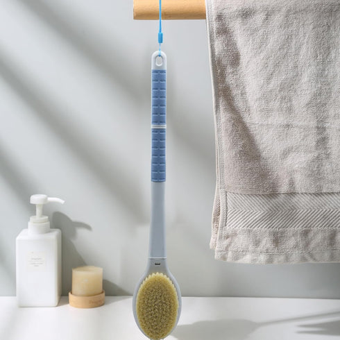 Shower Brush with Soft and Stiff Bristles,20.5" Extra Long Handle Dual-Sided Back Scrubber Bath Brush Body Exfoliator for Wet or Dry Brushing (Gre...