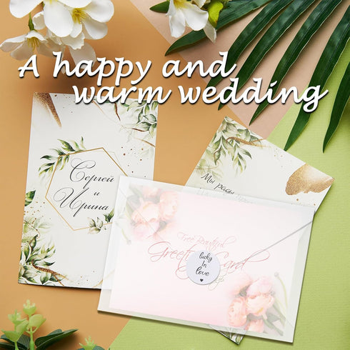 100 Pcs Glassine Envelopes Clear Envelopes and 100 Pcs Wedding Favor Stickers,5 x 3.5 Inches Clear Envelopes For Collecting Lottery Ticket Stamp C...