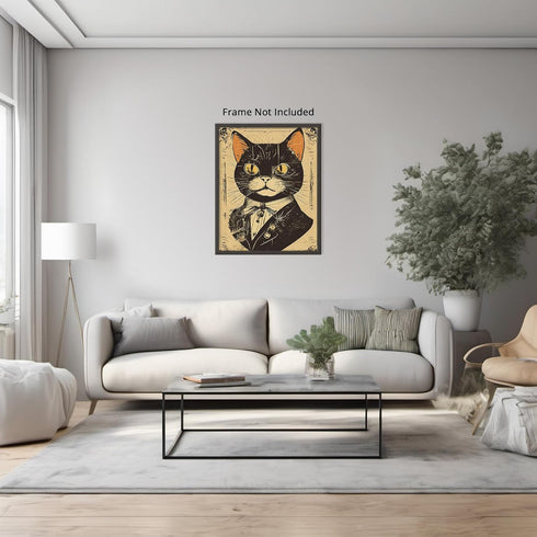 Posterizer 1 pcs-cute retro themed cat in clothes 3-Art for Animal Lovers-Retro Art-Decor for Home & Office- unframed wall art...