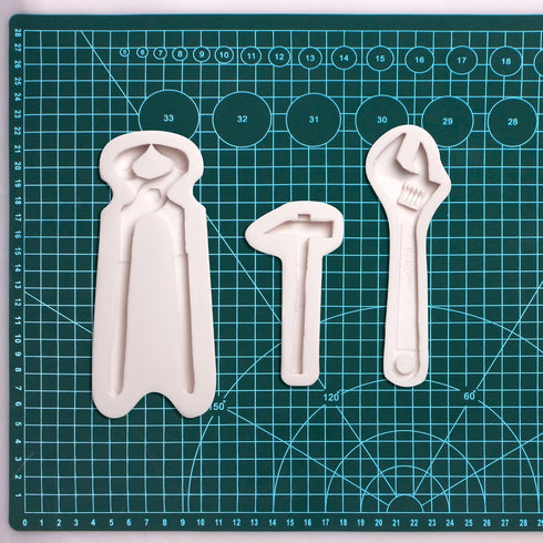 Hand Tools Chocolate Silicone Molds, 3 Packs Large Hammer Wrenches Pliers Construction Tools Baking Molds, 3D Fondant Mold for Cake Decoration Can...