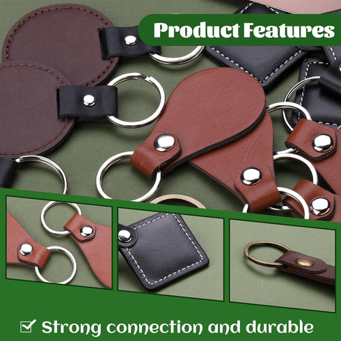 25 Pcs Leather Key Fob Kit, 5 Types PU Leather Key Fobs with Rivets and Keychain Ring, Diy Keychains Holder for Keychain Making Craft Working...