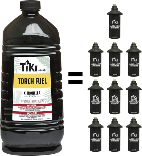 TIKI Citronella Torch Fuel - 1 Gallon (128 oz.), Easy Pour, Long-Lasting for Outdoor Torches & Table Torches, with Citronella & Lemongrass Oil, fo...