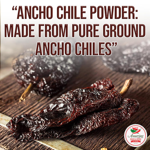 Ancho Chile Pepper Powder Ground (4oz) – Natural and Premium. Great For Recipes Like Mexican Mole, Sauces, Stews, Salsa, Meats, Enchiladas. Mild t...