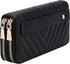 B BRENTANO Vegan Leather Double Zipper Pocket Wallet with Grip Hand Strap (Chevron Embroidered Black)...