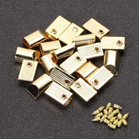 ONLYKXY 20 Pieces Metal Zipper Stopper, Rectangle Style Zipper Tail Clip (Light Golden)...