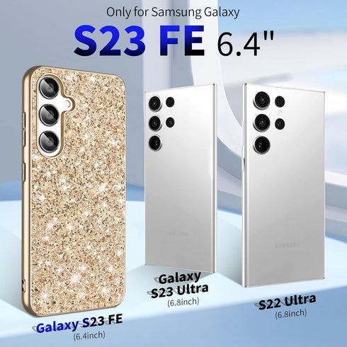 S23 FE Glitter Case for Samsung Galaxy S23 FE 5G Phone Case for Women Girls, Slim Ultra Thin Matte Back Shockproof Protective Cover for Samsung S2...