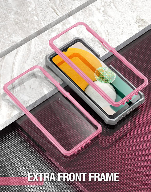 Poetic Guardian Series Case Designed for Samsung Galaxy A13 5G, Full-Body Hybrid Shockproof Bumper Cover with Built-in-Screen Protector, Pink/Clea...