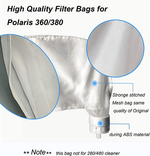 UCEDER 3 Pack Replacement Bag Fits for Polaris 360, 380 Pool Cleaner All Purpose Filter Bag for Polaris Filter Bag (3 Pack Non-Zippered Bag)...