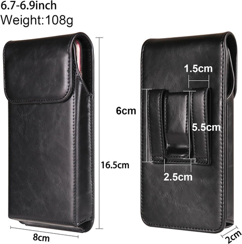 Holster for iPhone iPhone 15, 15 Pro, 14, 14 Pro, 13, 13 Pro, 12, 12 Pro, 11, 11 Pro, XR, Galaxy S24, S23, S22, Premium Leather Pouch with Belt Cl...
