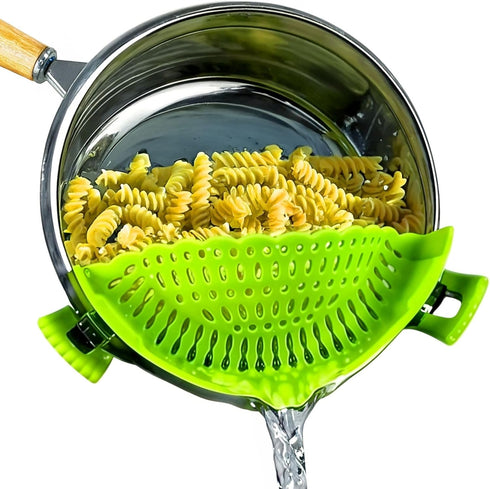 Performore Compact Universal Silicone Snap-On Pot Strainer | Heat-Resistant Clip-On Food Colander | BPA-Free Pasta, Vegetable & Soup Drainer | Dis...