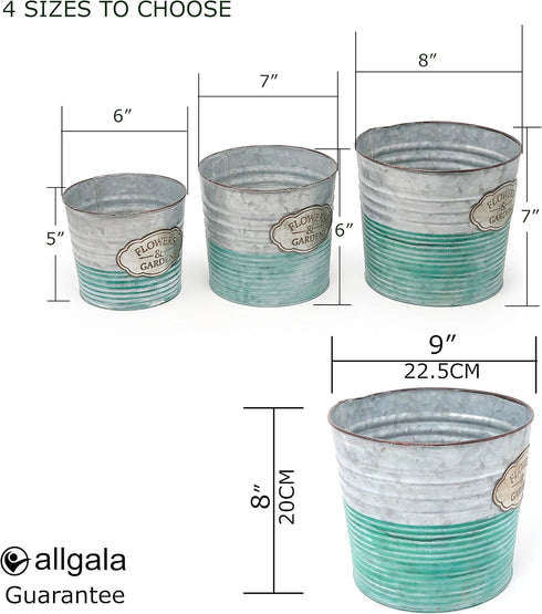 allgala Galvanized Planter Pot Indoor and Outdoor Decoration-6"-HD60074...