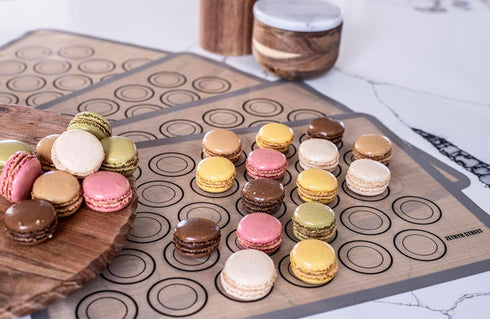 Macaron Baking Mats - Pack Of 4 - Half Sheet Size - For Perfect Macarons & Cookies - Silicone Macaron Baking Sheets With Size Guiding Circles - He...