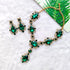 Indian Gold Green Jewelry Sets for Women - Chunky Emerald Dark Green Rhinestone Statement Bib Gold Earrings and Necklace Set Costume Jewelry for W...