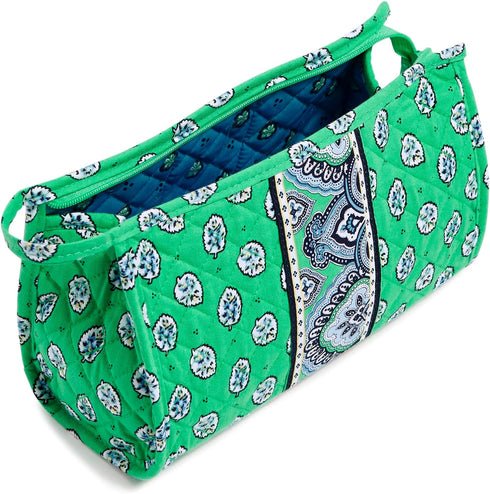 Vera Bradley Cotton Trapeze Cosmetic Makeup Organizer Bag, Garden Green Leaf...