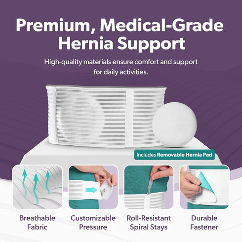 BraceAbility Umbilical Hernia Belt - Abdominal Binder Truss with Compression Pad for Belly Button, Navel, Ventral, Epigastric, Hiatal Hernia Relie...