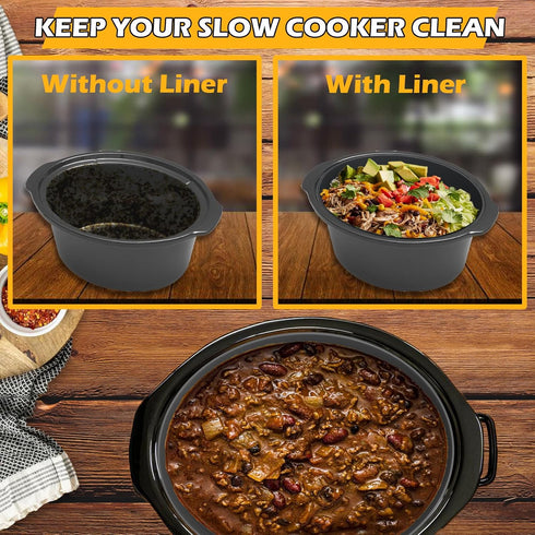 4QT Oval Silicone Slow Cooker Liner Compatible With Crock Pot & Hamilton Beach Crockpot Liners, Reusable, Dishwasher Safe Suitable For Most 4 Quar...