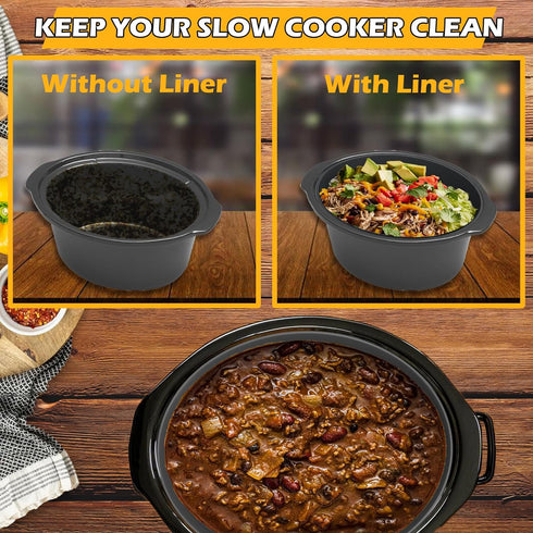 6 Quart Silicone Slow Cooker Liners Oval. Thickened, Weighted And Sturdy Reusable Crockpot Liner Inserts Compatible With Most 6 QT Crock Pot Slow ...
