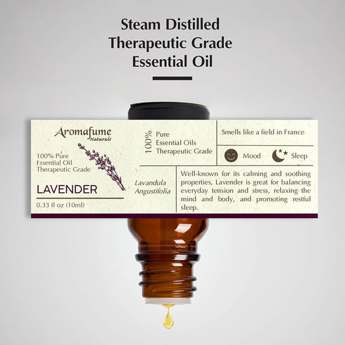 AROMAFUME Lavender Essential Oil - 100% Natural, Therapeutic Grade Essential Oil - Pure, Calming Aromatherapy Oil for Diffusers, and to Aid Sleep ...