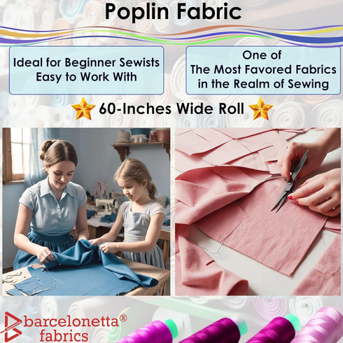 | Poplin Fabric | for Sewing | by The Yard | 60" Wide Roll | Beginner Friendly Fabric | Sewing Projects Material, Arts and Crafts Supply (Aqua, 2 ...