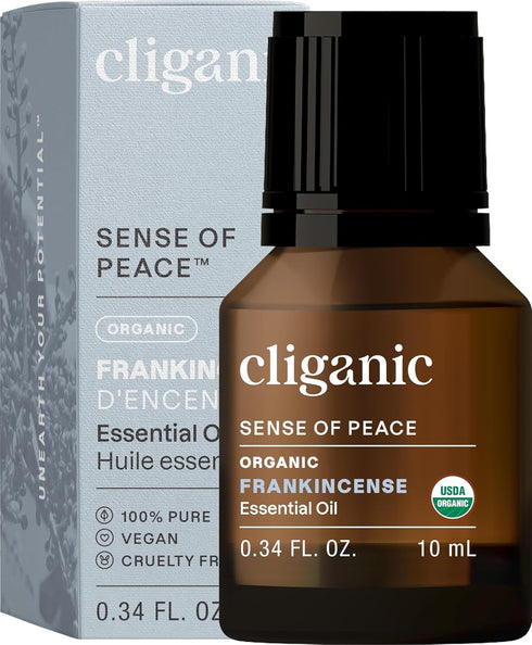 Cliganic Organic Frankincense Essential Oil - Boswellia Serrata, 100% Pure Natural Undiluted, for Aromatherapy | Non-GMO Verified (Packaging May V...