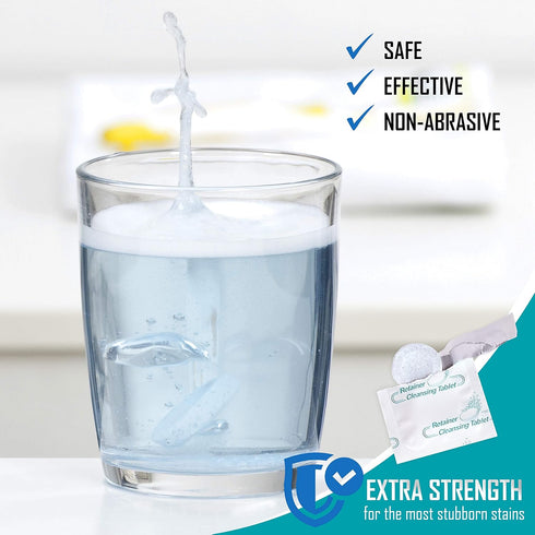 Retainer and Denture Cleaner 150 Tablets, 5 Month Supply Cleaning Tablets Denture Cleaners Remove Bad Odors, Plaque, Stains From Night Guards, Mou...