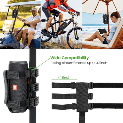 10L0L Adjustable Golf Cart Speaker Mount for Golf Cart Accessories, Upgrade Portable Speaker Holder with Strap for Bluetooth Wireless Speakers Fit...