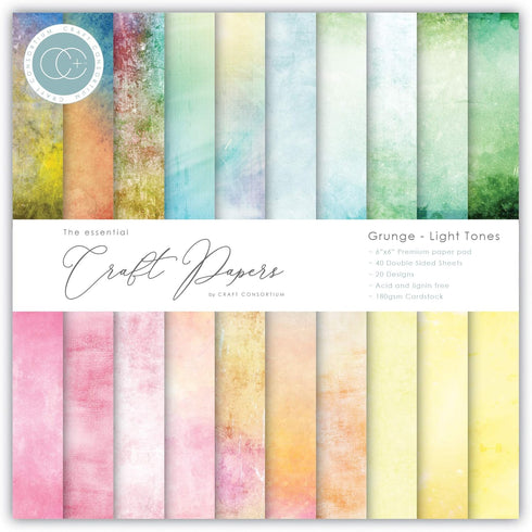 CRAFT CONSORTIUM LTD Craft CON PAPRPAD 6" LT, us:one size, Grunge-light Tones, 20 Designs...