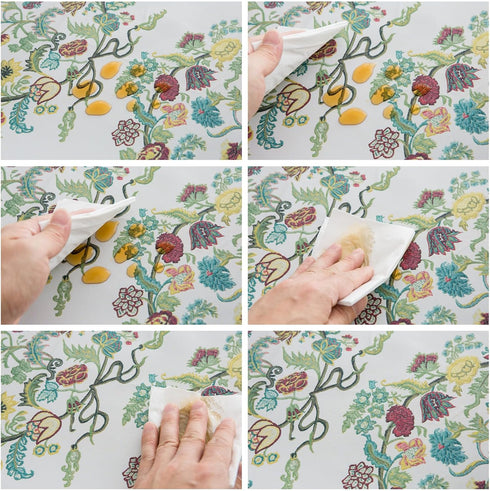 LIBERECOO Vinyl Tablecloth 52 inch Round Exquisite Floral Plastic Tablecloths Stain-Resistant 100% Waterproof Table Cover for Home and Dining Indo...