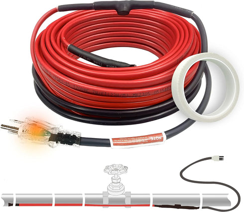 MAXKOSKO Pipe Heat Cable for Water Pipe Freeze Protection, Constant Wattage Heat Tape with Thermostat for Metal And Plastic Home Supply Pipes, Ele...