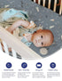 TotAha Space Mini Crib Sheets Fitted, Star & Moon Pack N Play Sheets, Super Stretchy Jersey Knit Playard Sheets, Compatible with Graco Pack N Play...