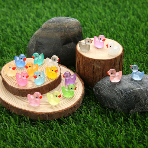 240pcs Luminous Mini Resin Ducks, Tiny Duck Bulk Glow in The Dark Small Plastic Miniature Ducks Figures for Dollhouse Decor Micro Garden Home Land...