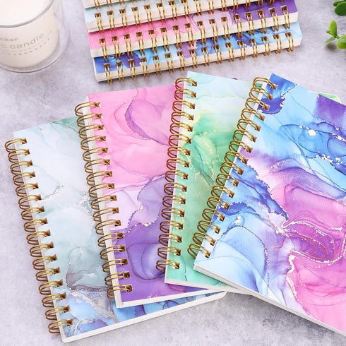 4PCS Mini Spiral Notepads, Pocket Notebooks A6 Small Spiral Journal College Ruled Notepads for Women Gift Office School Supplies...
