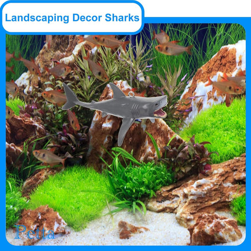 Petta Aquarium Decor,4 Pcs Floating Shark Ornament Decoration for Aquarium Fish Tank...