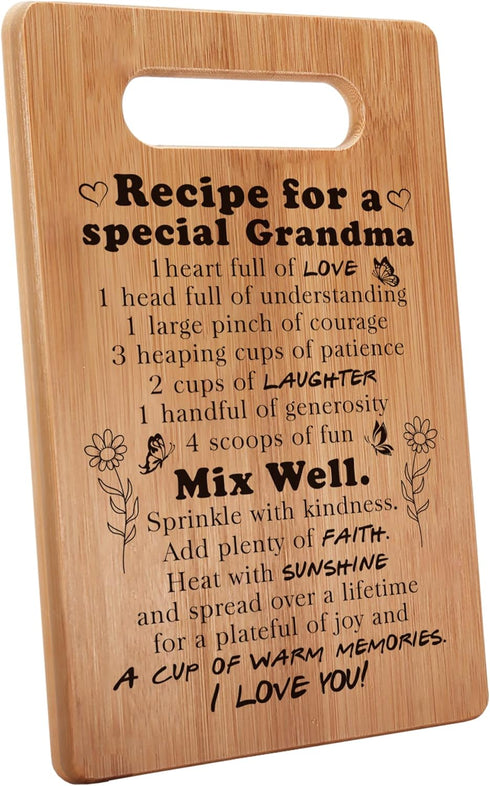 Grandma Gifts from Grandchildren, NaNa Gifts, Grandmother Birthday Gifts, Recipe Cutting Board Gift, 7"x11", Double-Sided Use -051...