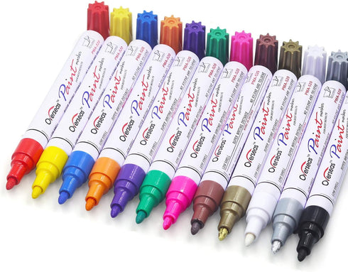 Overseas Paint Markers Pens, Painting Marker on Almost Anything Quick Dry and Permanent, Oil-Based Paint-Marker Pen Set for Rocks, Wood, Fabric, P...