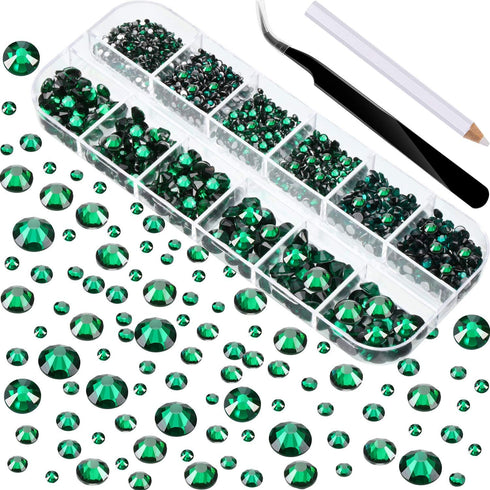 2000 Pieces Flat Back Gems Rhinestones 6 Sizes (1.5-6 Mm) Round Crystal Rhinestones with Pick up Tweezer and Rhinestones Picking Pen for Crafts Na...