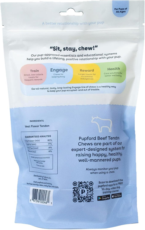 Pupford Beef Tendon Chews for Dogs | Cleans Teeth, Teaches Proper Chewing & Contains Glucosamine to Help Joints | Extra Thick, Long-Lasting, Natur...