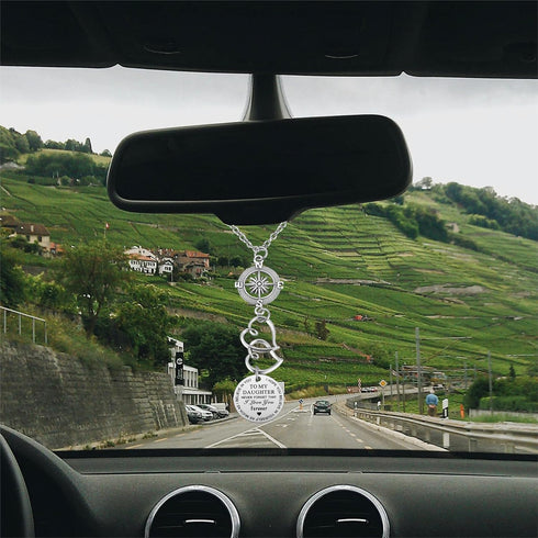 To My Daughter Compass Car Charm, I Hope You Believe In Yourself As Much As I Believe In You Car Charm, Rear View Mirror Car Charm for Daughter Bi...