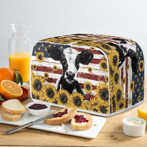 American Flag Toaster Dust Cover, Washable Cow Sunflower Toaster Cover 2 Slice, Decorative Bread Maker Cover Dust Fingerprint Protection, Kitchen ...