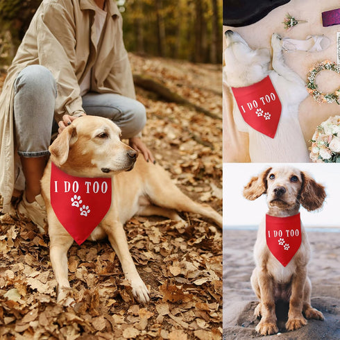 I Do Too Dog Bandana Engagement Wedding Dog Bandanas Wedding Engagement Announcement Photos Puppy Bandana Triangle Bibs Scarf Accessories for Smal...