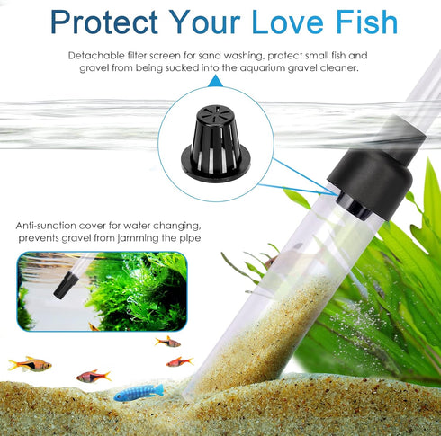 hygger Gravel Vacuum for Aquarium, Aquarium Siphon Vacuum Cleaner for Fish Tank Gravel and Sand Cleaning, Remove Dirt, Water Change, Aquarium Grav...