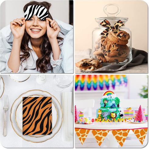 Whaline 5Pcs Safari Theme Cotton Fabric Bundles 18 x 22 Inch Animal Print Fat Quarters Safari Animal Quilting Patchwork Squares Sewing Fabrics for...