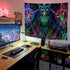 JAWO Psychedelic Owl Tapestry - Trippy Forest Line Art Wall Hanging for Bedroom, Moon Animal Bird Blacklight Tapestry (60X40 Inch)...