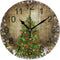 Wamika Wall Clock Christmas Tree Clock Silent Non Ticking Round Wall Clocks Decorative, Winter Rustic Wooden New Year Clocks 10 Inch Battery Opera...