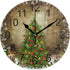 Wamika Wall Clock Christmas Tree Clock Silent Non Ticking Round Wall Clocks Decorative, Winter Rustic Wooden New Year Clocks 10 Inch Battery Opera...