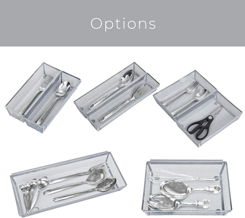 Smart Design Drawer Organizer - (9 x 3 Inch) - Steel Metal Mesh Tray - w/ Interlocking Arm Connection - Utensils, Silverware, Organization - Kitch...