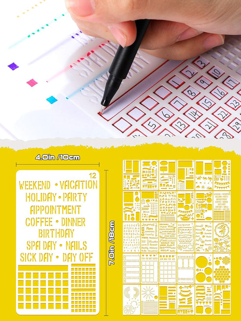 Tenare 30 Pcs Journal Stencils, Plastic, Adorable Style, 4 x 7 Inch...
