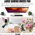 Desk Mat, Pink Flowers and Colibri Birds Extended Large Gaming Mouse Pad for Desk XXL, Non-Slip Rubber Base Stitched Edges Long Computer Keyboard ...